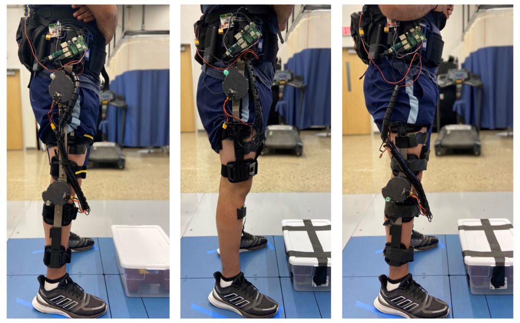 Preliminary knee and hip designs for a new powered exoskeleton system. It attaches motors to off-the-shelf orthotic braces to provide better mobility to the wearer. 